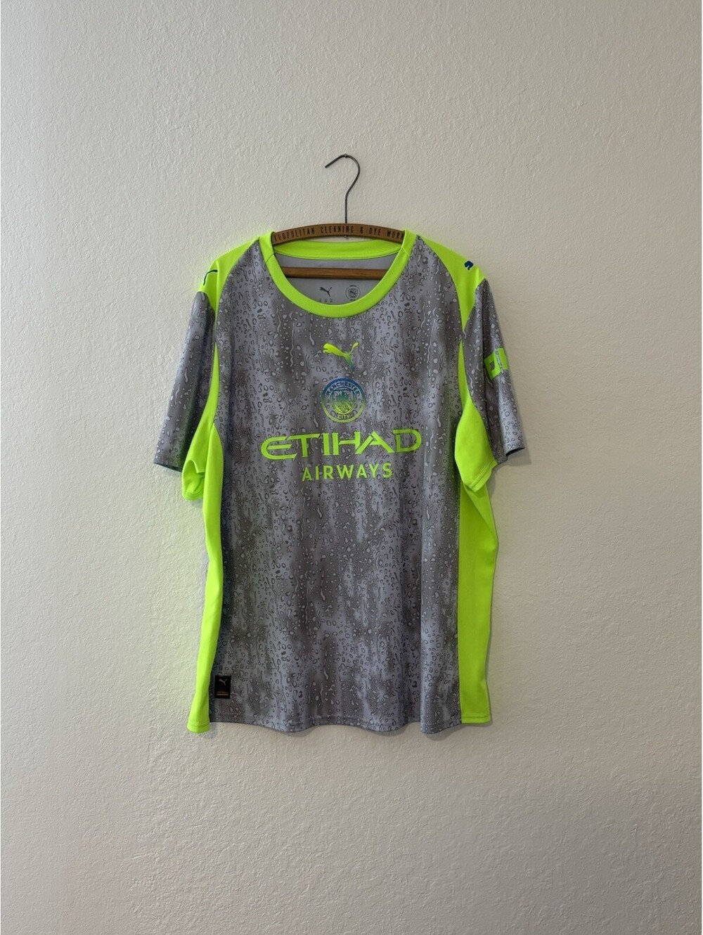 Puma Manchester City 3rd Authentic Jersey 780360 Rain Drop Grey Green Mens 2XL